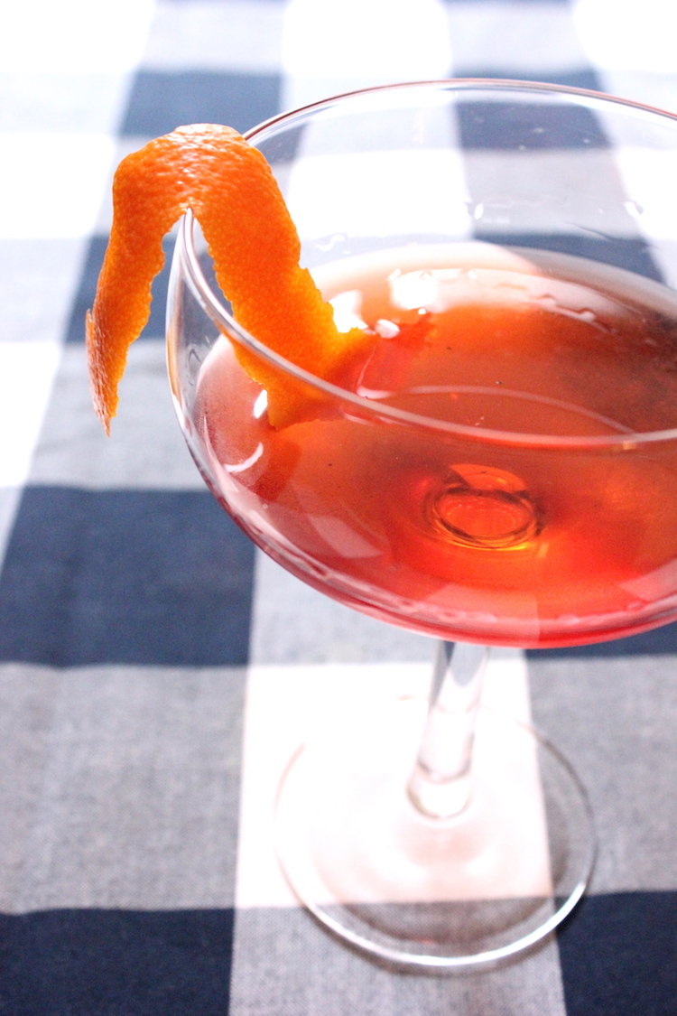 A classic negroni cocktail with an orange twist